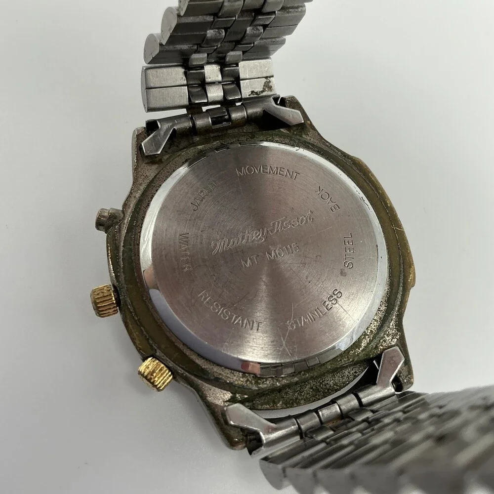 Mathey-Tissot MT M0115 Mens Watch 39mm Triple Calendar New Battery 6.75